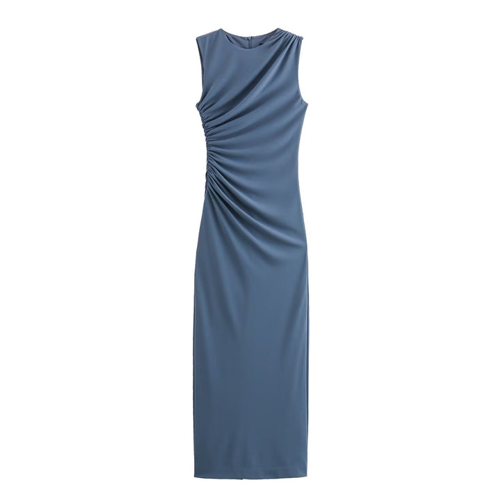 Dame elegant maxikjole med raffinerede draperinger Skovae