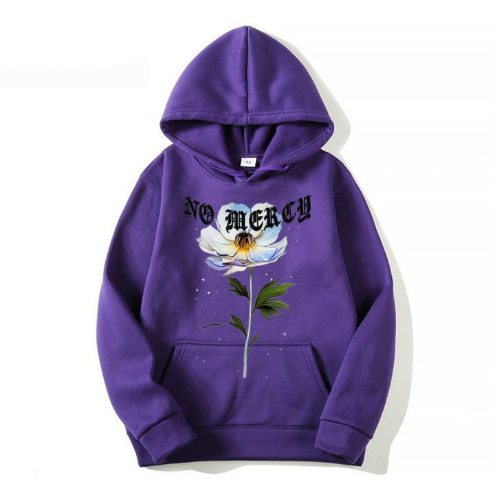 Kvinders hoodie med blomsterprint og fremtrædende tryk Skovae