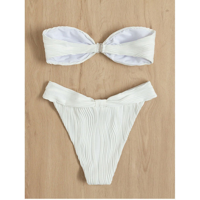 Dame Bandeau-bikini med raffineret indpakningsdetalje Skovae