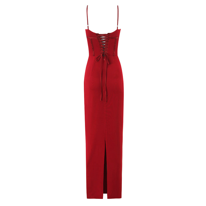 Dame Bodyscon Maxikjole med justerbare spaghetti-stropper og elegant overmateriale Stilla