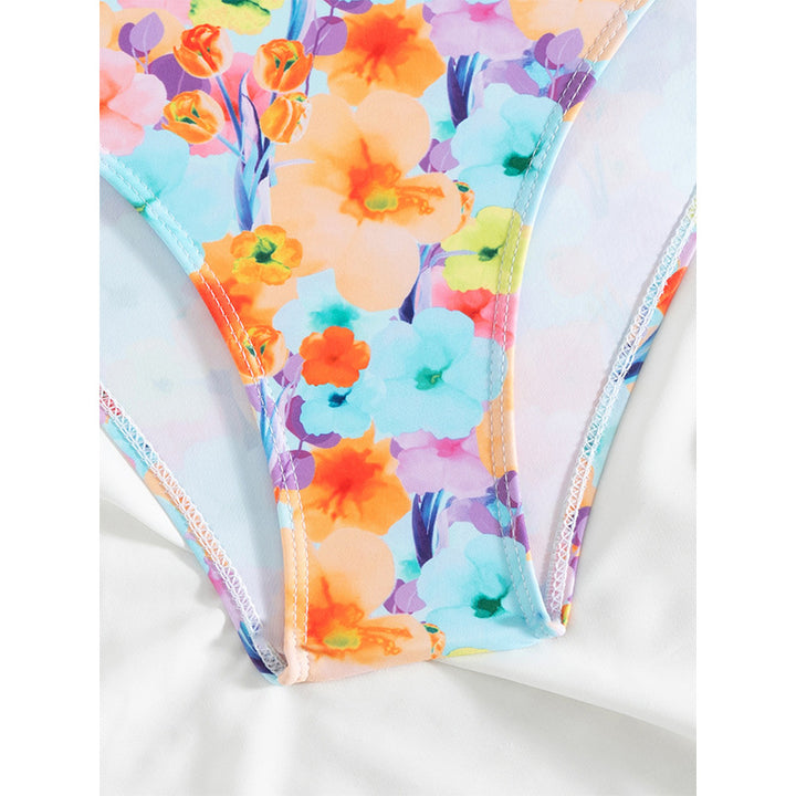Dame Floral Print Høj Talje Bikini Sæt Stilla