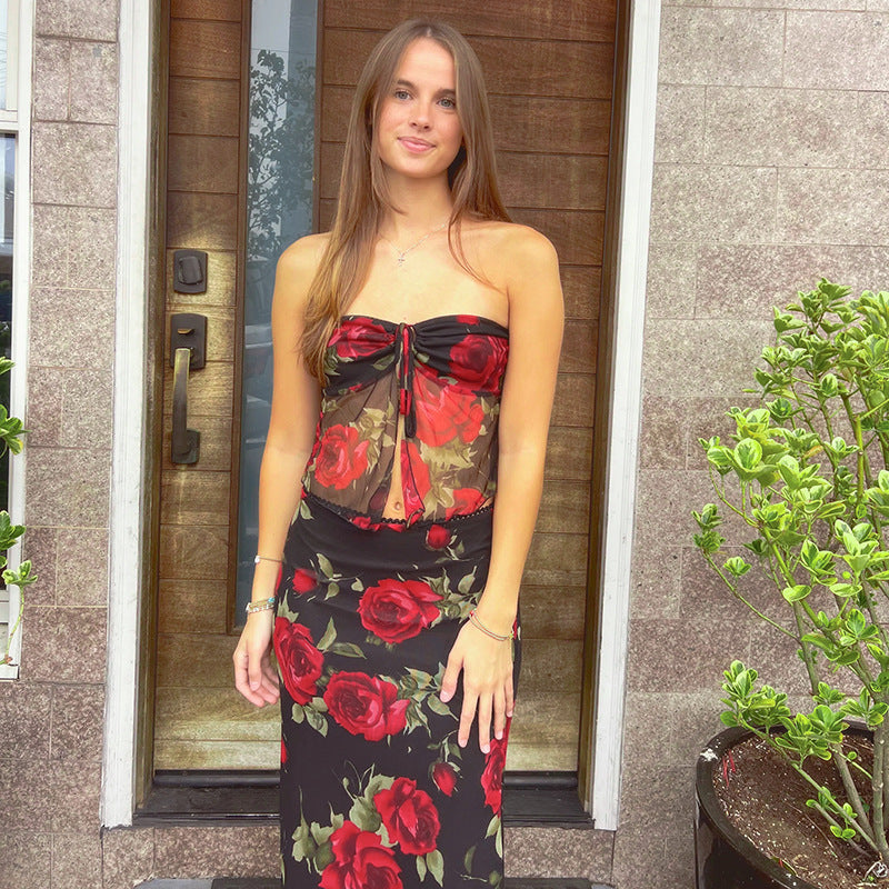 Dame romantisk blomsterkjole Maxi Stilla