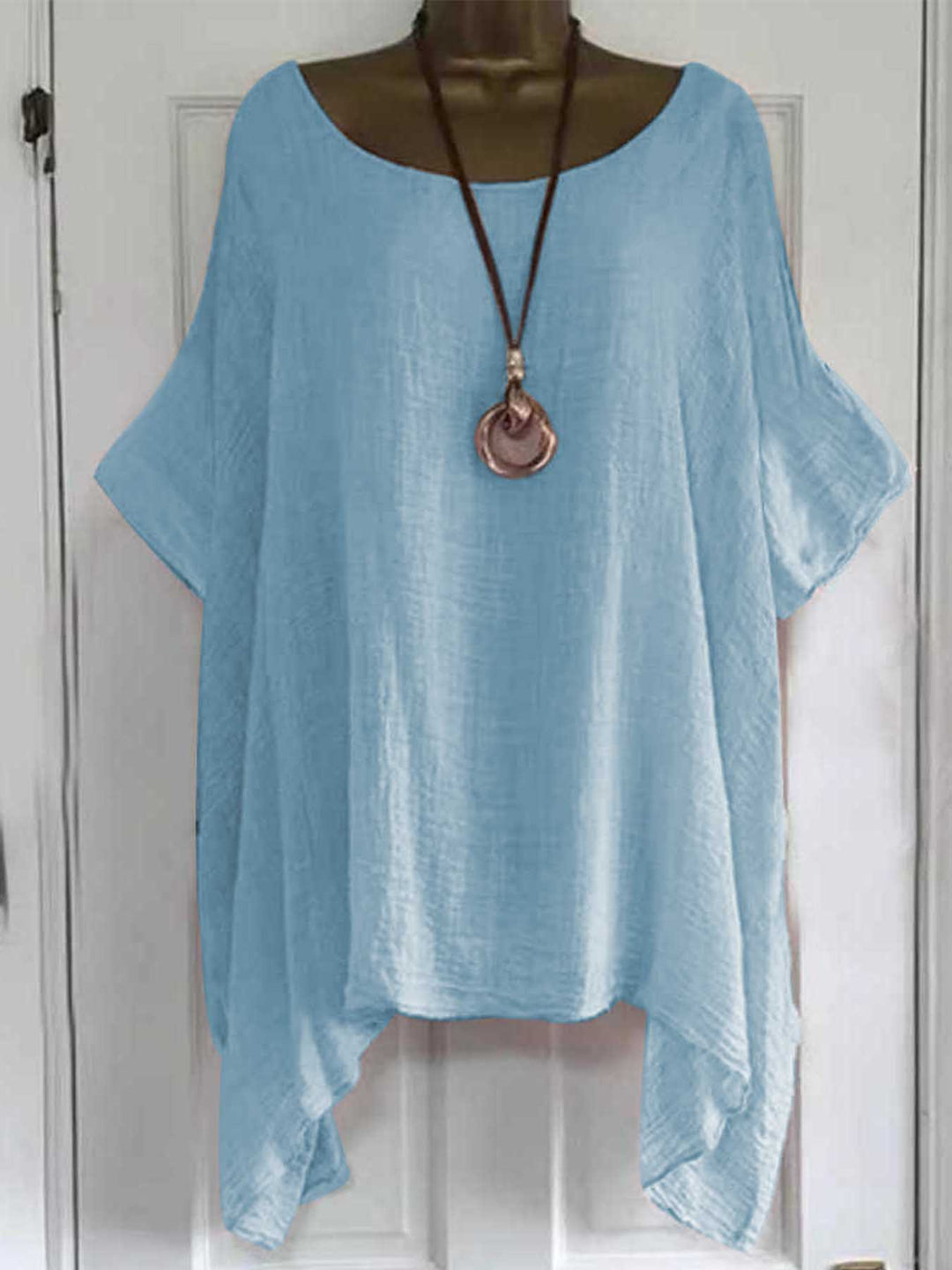 Dame afslappet oversized bluse shirt i let materiale med løs pasform Stilla