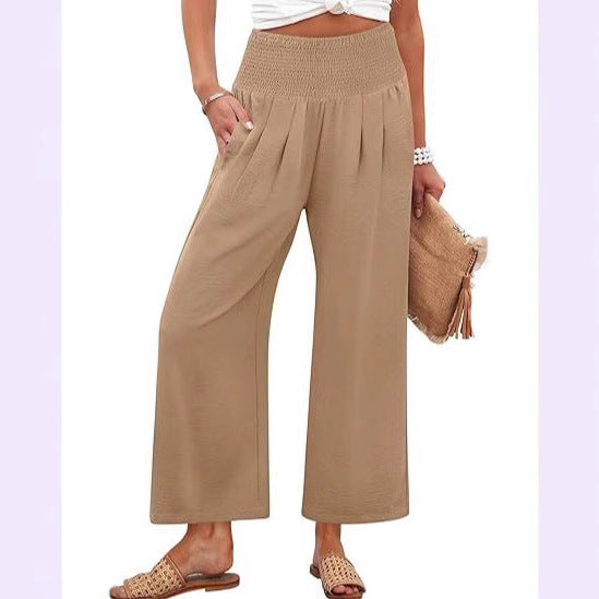 Dame Bred Culotte-bukser med elastisk talje og folder Skovae