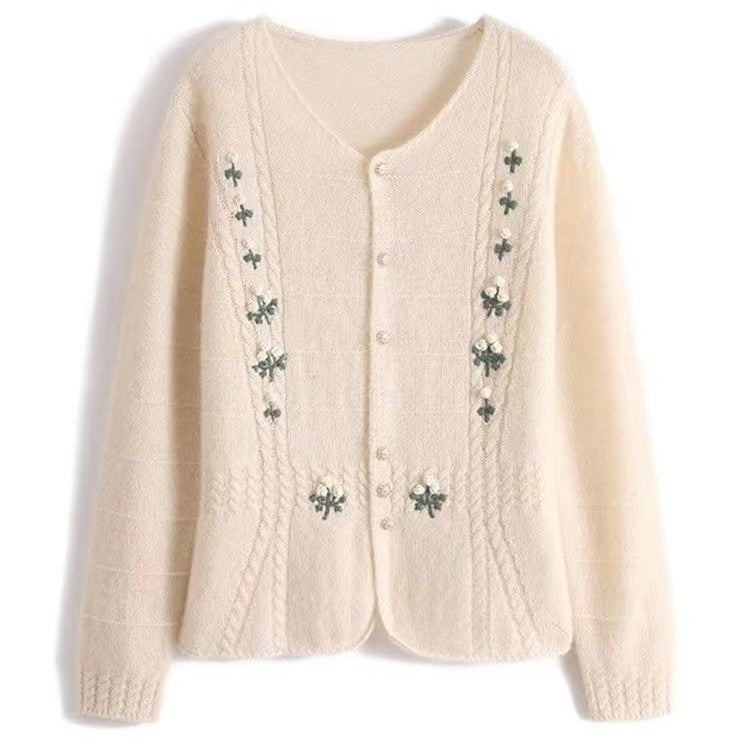 Kvinders cardigan med blomsterbroderi Stilla