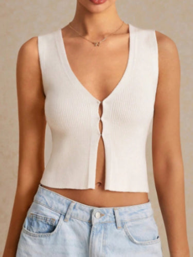 Femme Ribbet Knap-Down Crop Top Stilla