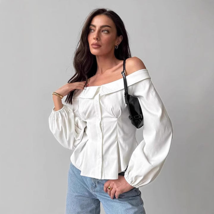 Dame Off-Shoulder Bluse med ballonlignende ærmer og elegante detaljer Stilla