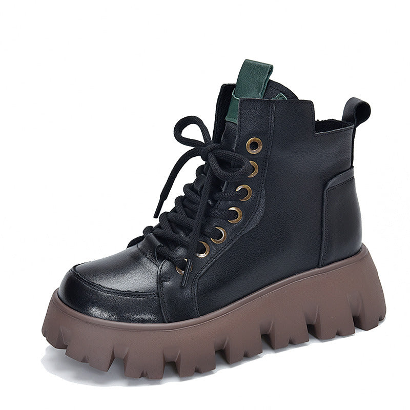 Dame Chunky Snørebånd Støvler med tyk Platform Såle og Fashionabelt Design Stilla