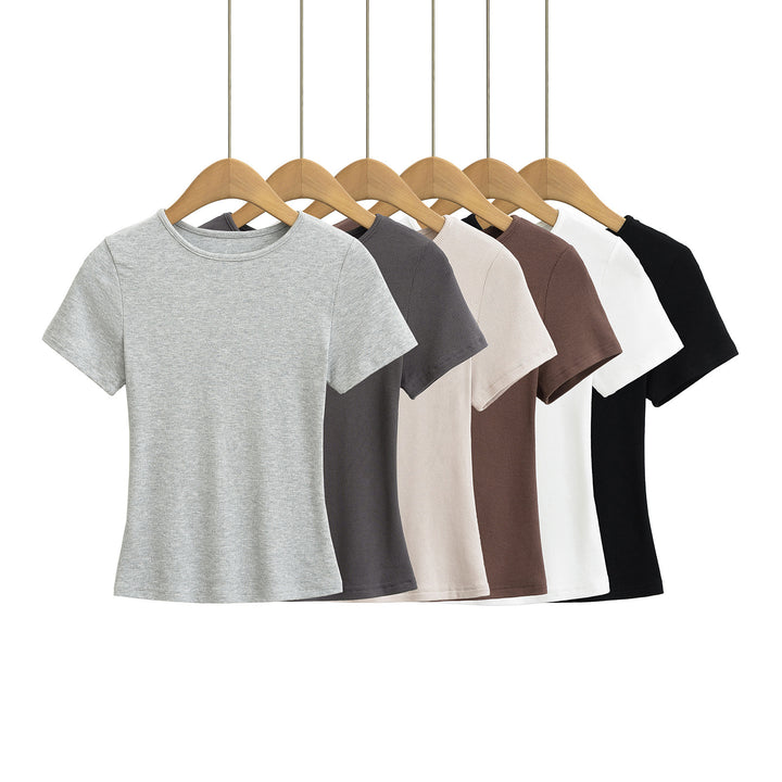 Dame klassisk rib T-shirt med let oversize snit Stilla