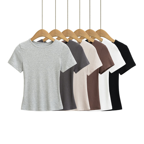 Dame klassisk rib T-shirt med let oversize snit Stilla