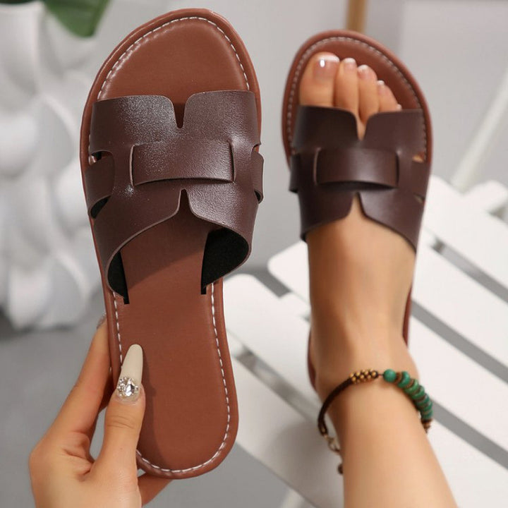 Dame nan flad Pantolette med splitrem-design og polstret komfortfodbed Skovae