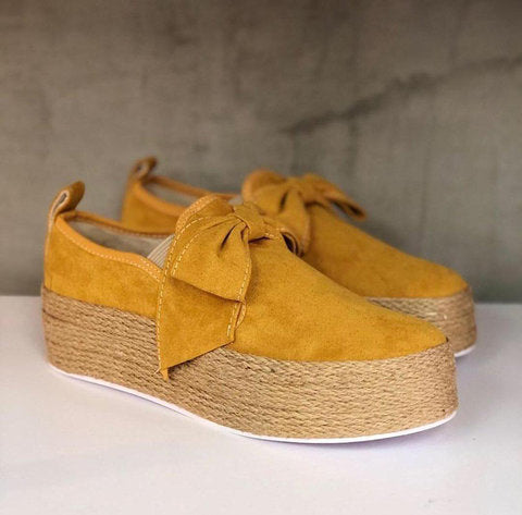 Dame platform-sandaler med stilfuld sløjfeapplikation Stilla