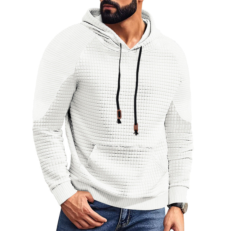 Herrer nan hoodie med kvadratisk struktur, raglanærmer og kængurulomme Skovae