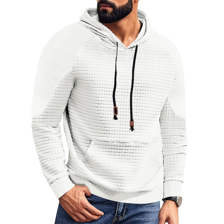 Herrer nan hoodie med kvadratisk struktur, raglanærmer og kængurulomme Skovae