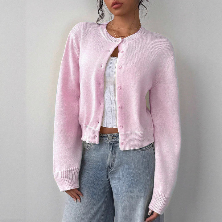 Kvinders cardigan med fin ribbet tekstur og knapdesign Stilla
