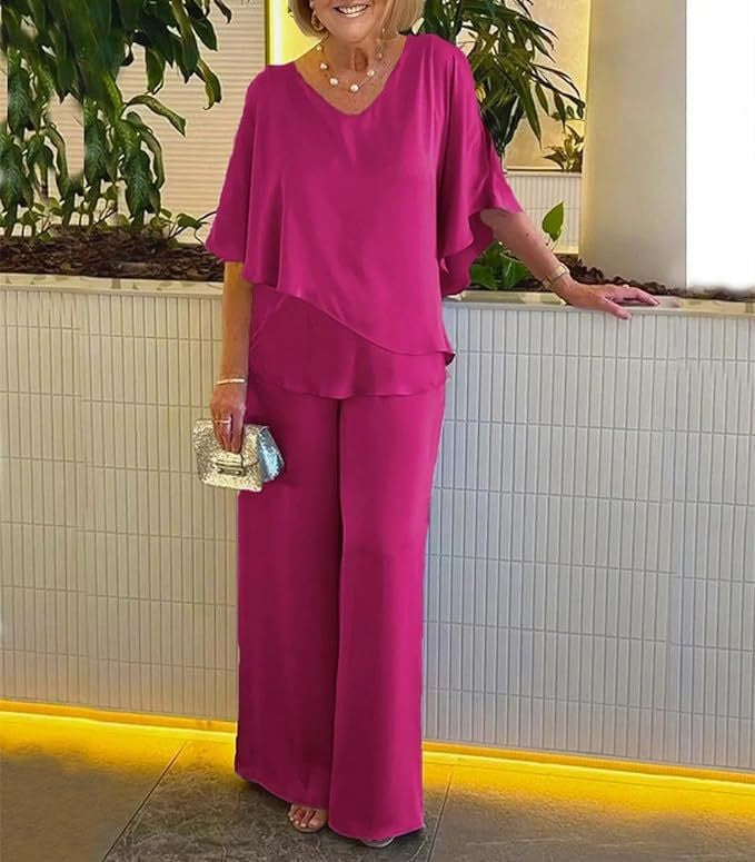 Dame elegant to-delt outfit med flydende snit Stilla