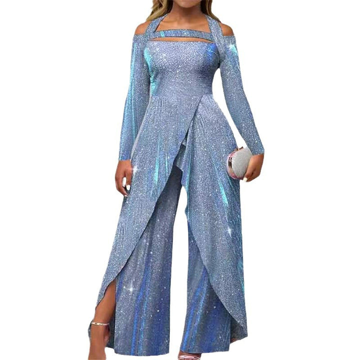 Dame Glamourøst Funktionsjumpsuit med skinnende effekt og elegant design Stilla