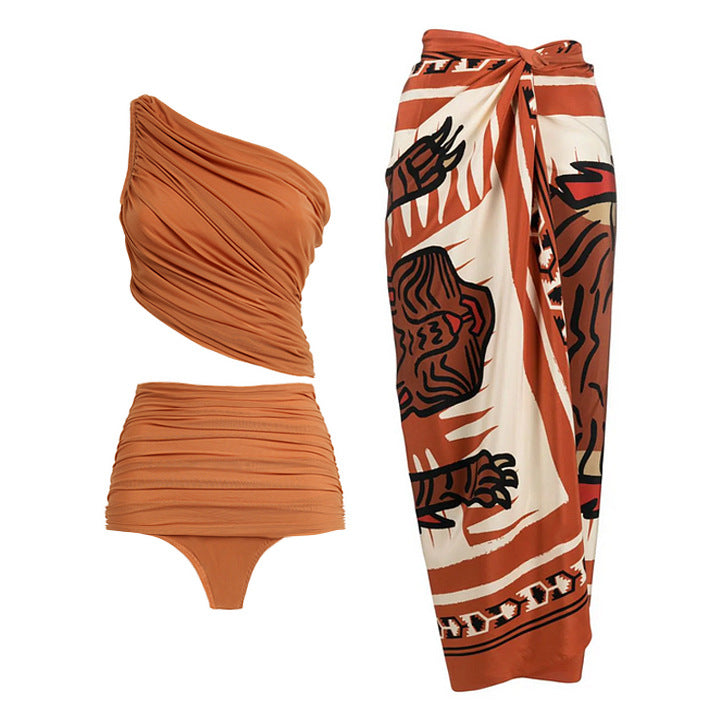 Dame badeoutfit med asymmetrisk design Skovae
