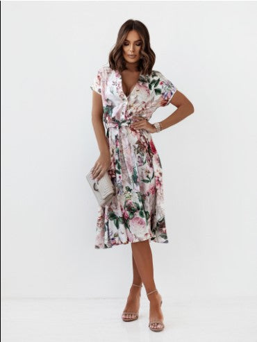 Dame Blomstrende Midi Vinkekjole Stilla