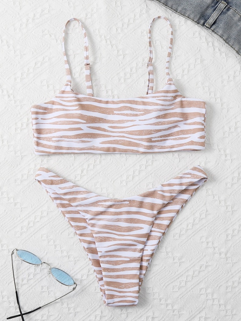 Dame bikini-sæt med moderne zebra-print
