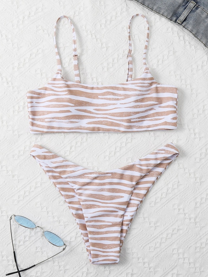 Dame bikini-sæt med moderne zebra-print