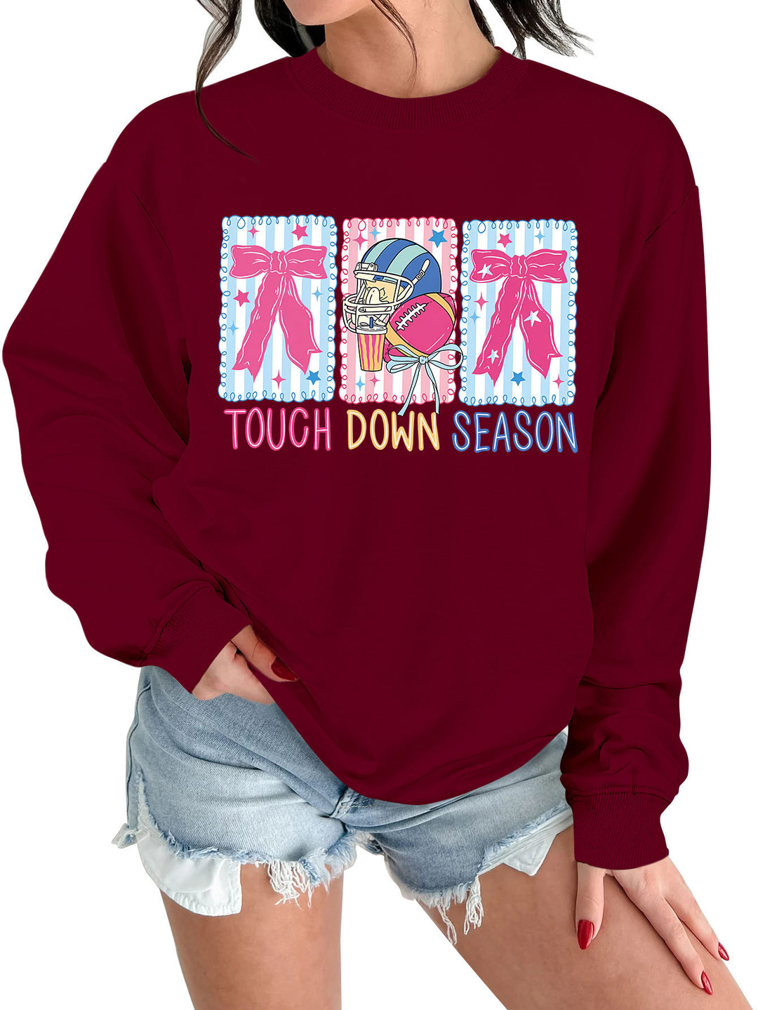 Kvinders sweatshirt med kreativ fodboldmotiv og afslappet snit Stilla