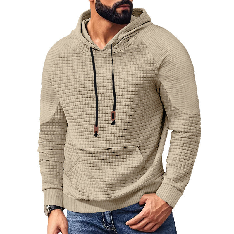 Herrer nano quiltet hoodie med kvadratisk struktur og kængurulomme Skovae