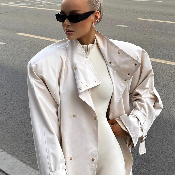 Dame oversized trenchcoat med dobbelt krave Stilla