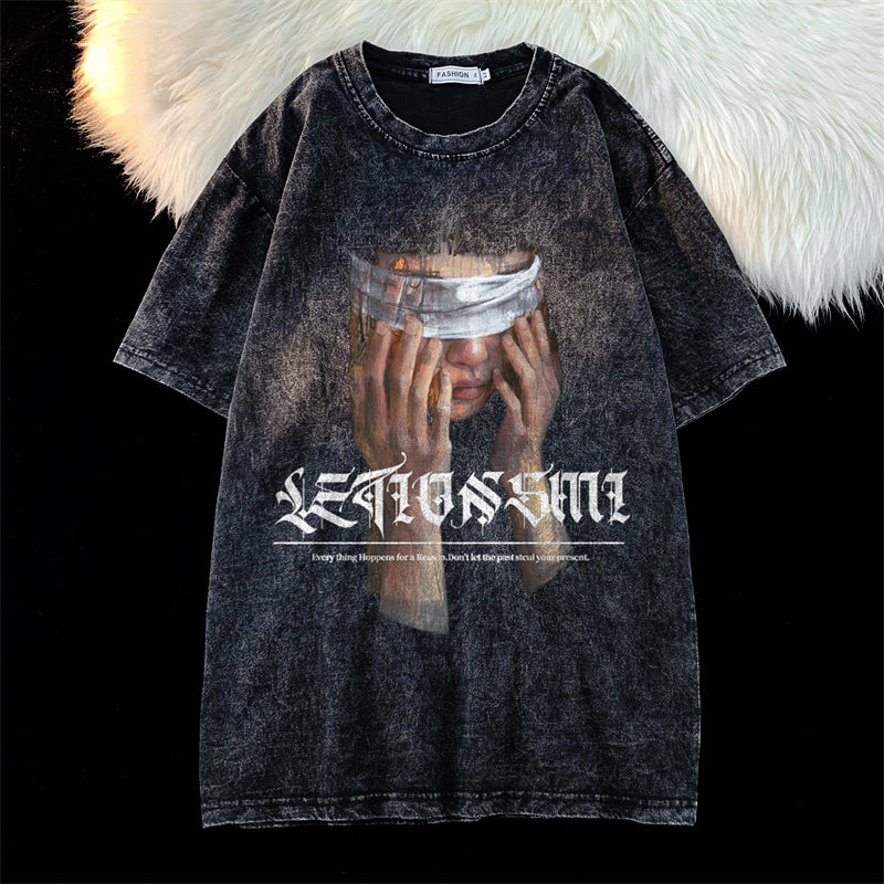 Dame T-shirt med kreativt kunstmotiv og afslappet pasform Stilla