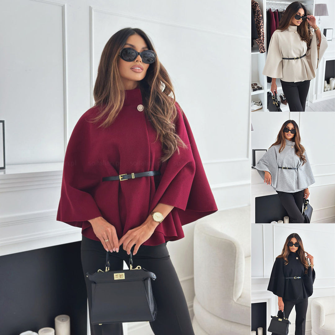 Dame Elegant Oversized-Cape med bælte og moderne snit Stilla