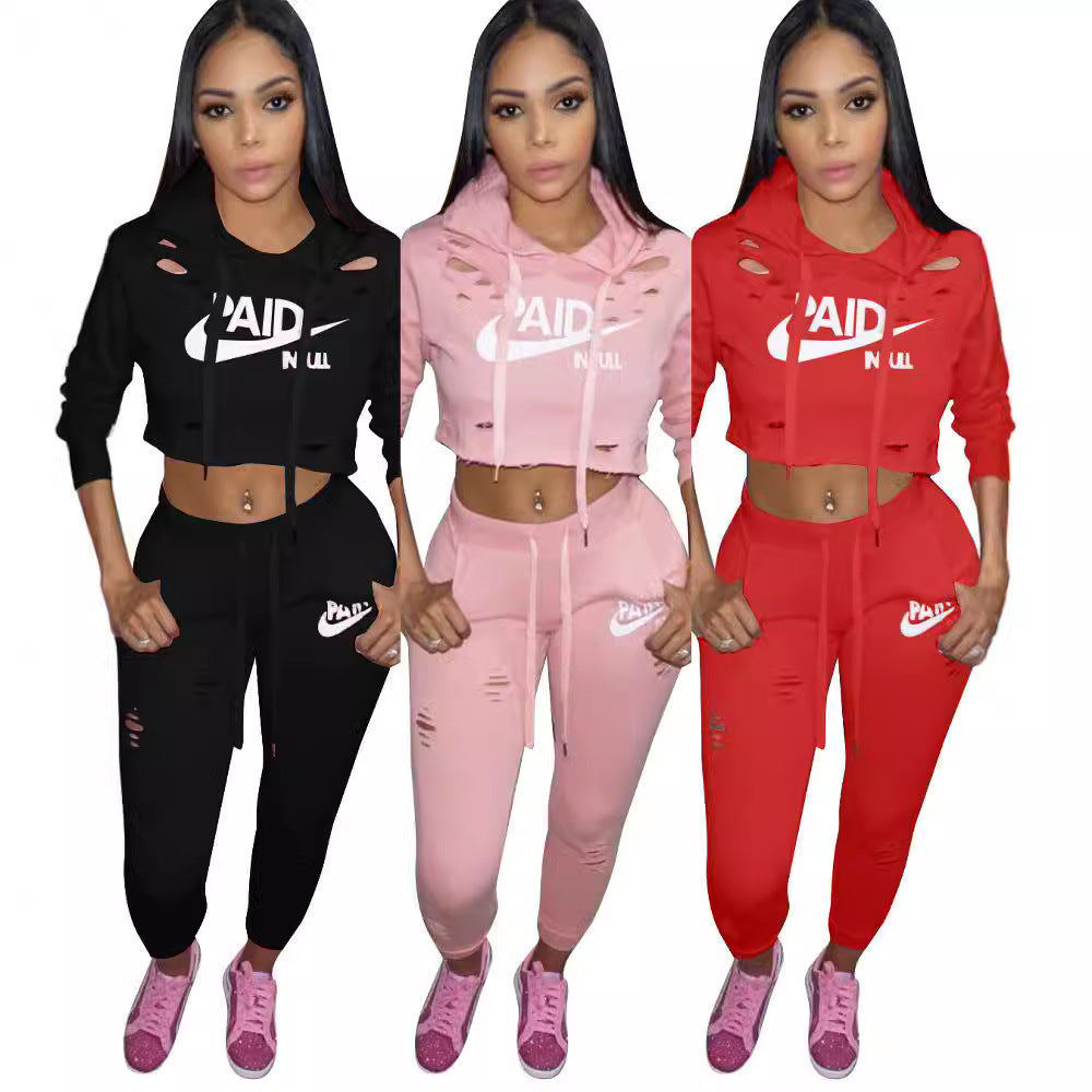 Dame Sporty Crop-Top og Slim-Fit Joggingbukser Sæt Stilla