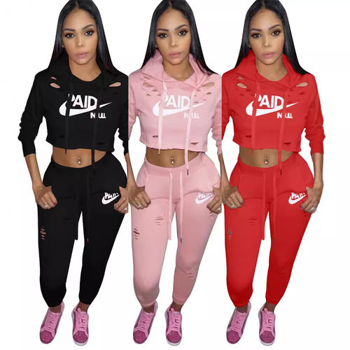 Dame Sporty Crop-Top og Slim-Fit Joggingbukser Sæt Stilla