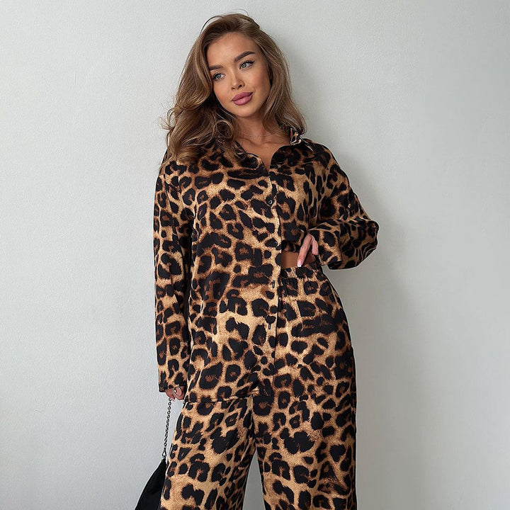 Dame Utility-Loungewear-sæt i leopardmønster Stilla