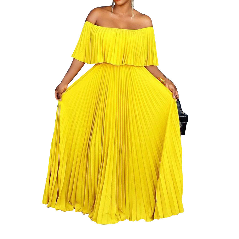 Dame Elegant Maxikjole med Off-Shoulder Design og flydende Skirt Stilla