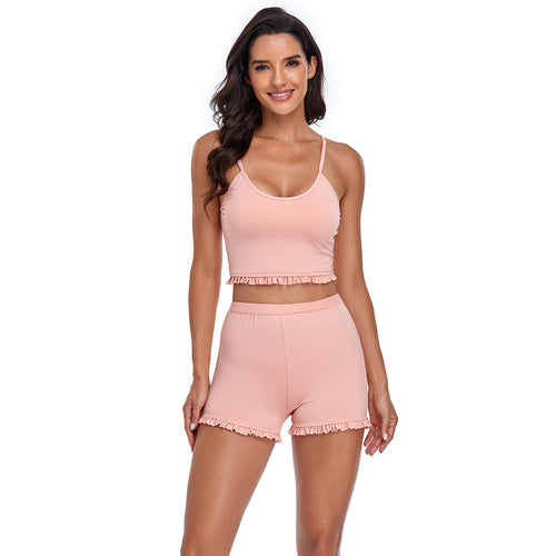 Dame Rüscheskåret Crop Top og Shorts Sæt Stilla
