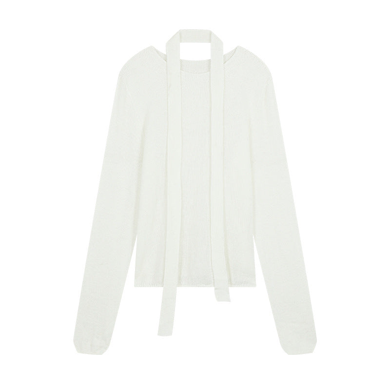 Dame elegant strikpullover med moderne slidsekrave og fin struktur Stilla