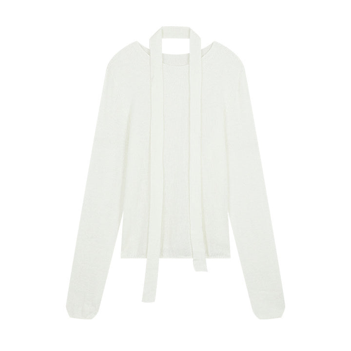 Dame elegant strikpullover med moderne slidsekrave og fin struktur Stilla