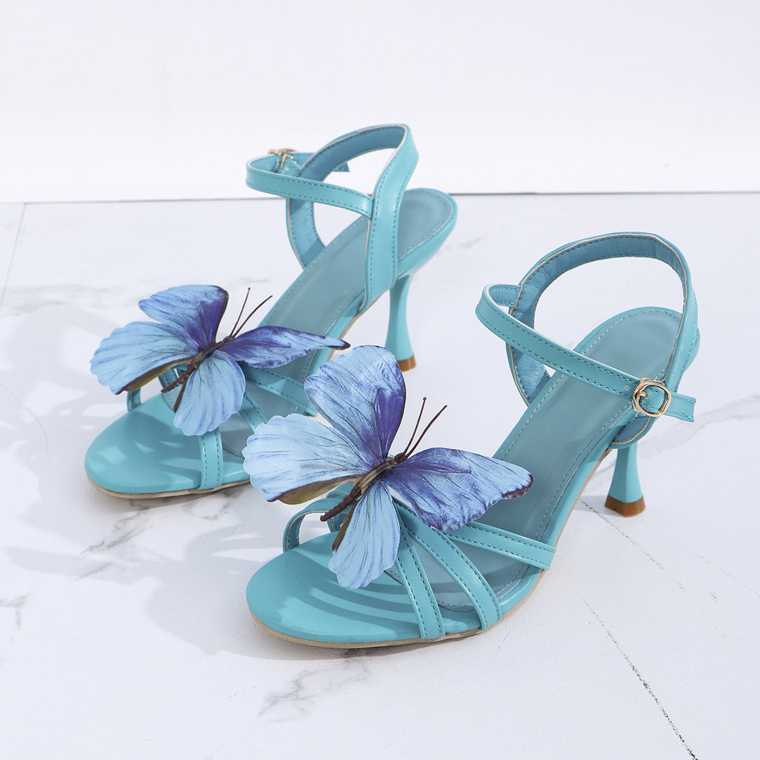 Dame Sandaletter med blomstret sommerfugledesign og elegant hæl Stilla