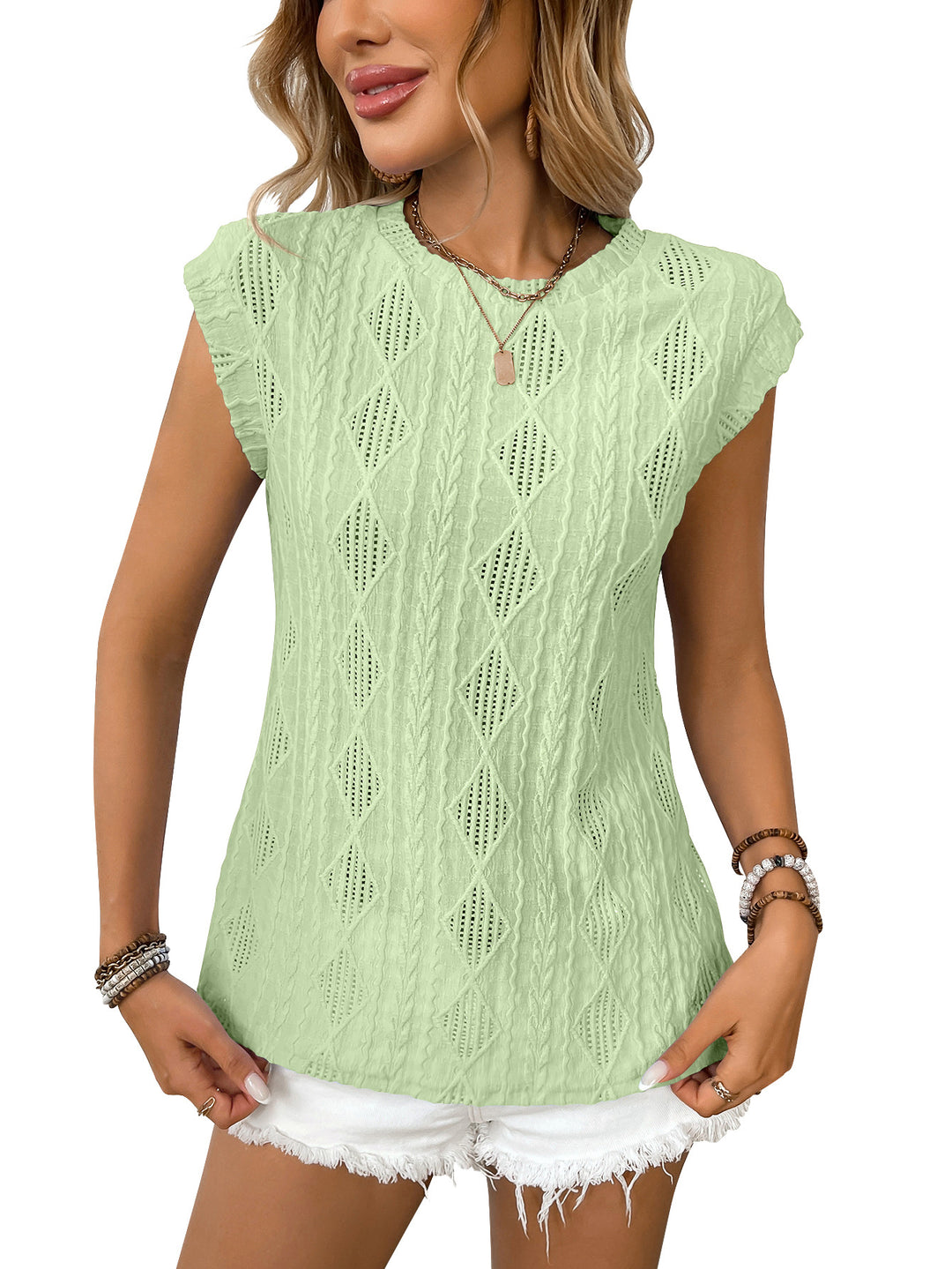Dame figursyet strikbluse Stilla