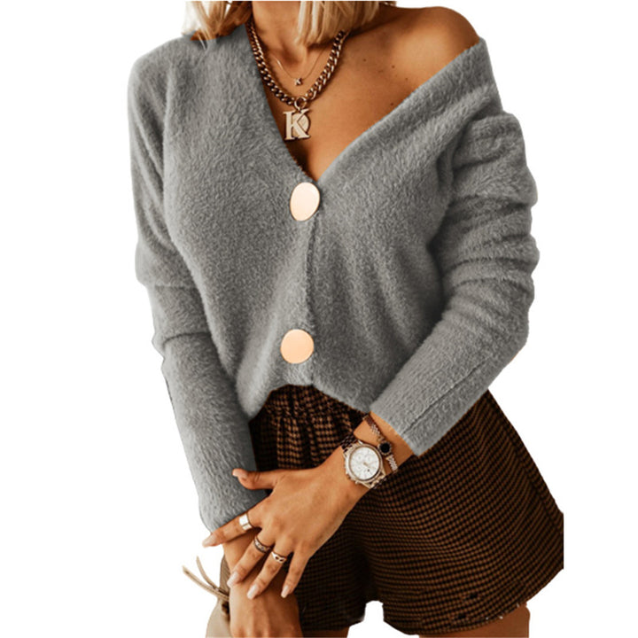 Damer Elegant Cardigan med store knapper og V-hals Stilla