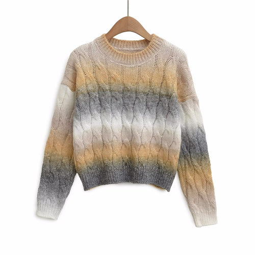 Dame strikpullover med moderne farveovergang Stilla