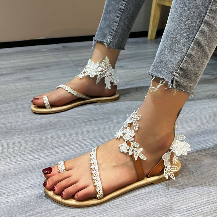 Dame Elegante Fodvenlige Sandaler med blomsteragtige Spidse Accenter Stilla