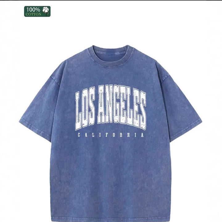 Dame Oversized T-shirt med Vintage Los Angeles Print og afslappet snit Stilla