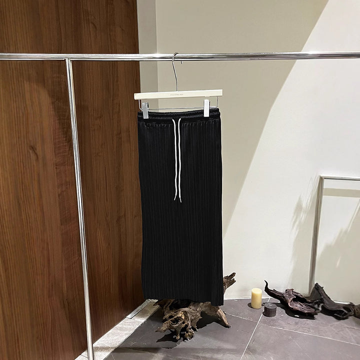 Dame elegant plisseret nederdel med elastisk talje og snortræk Stilla
