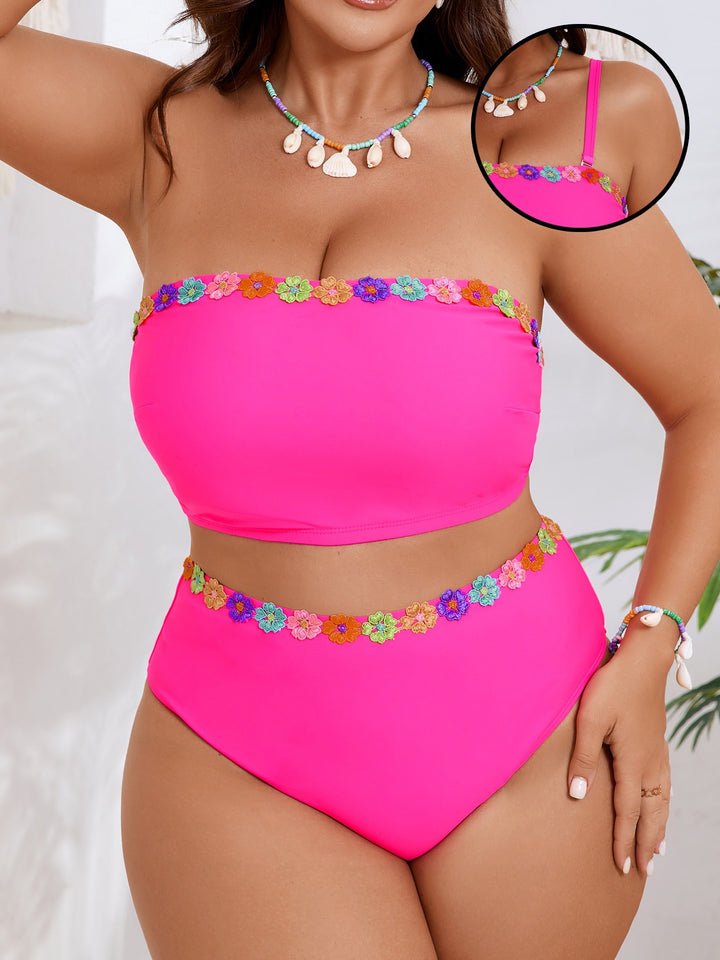 Dame Bandeau-bikini-sæt med floral accent Skovae