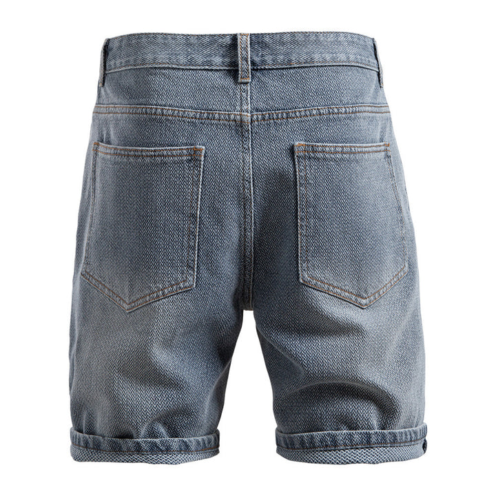 Herrer nan Jeansshorts med opfoldning, medium høj talje og klassisk lommeopdeling Skovae