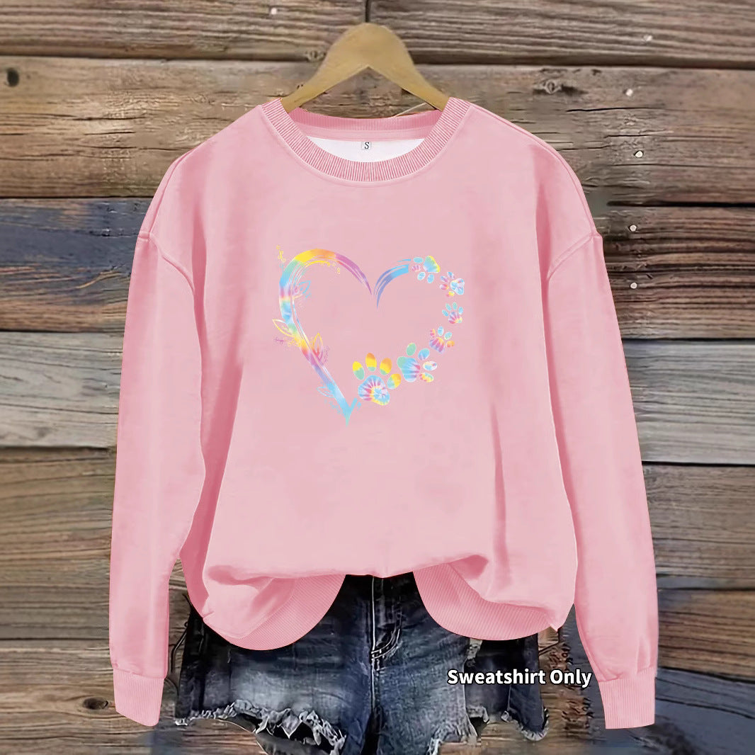 Kvinders sweatshirts med blomsterhjerte design og behagelig pasform Stilla