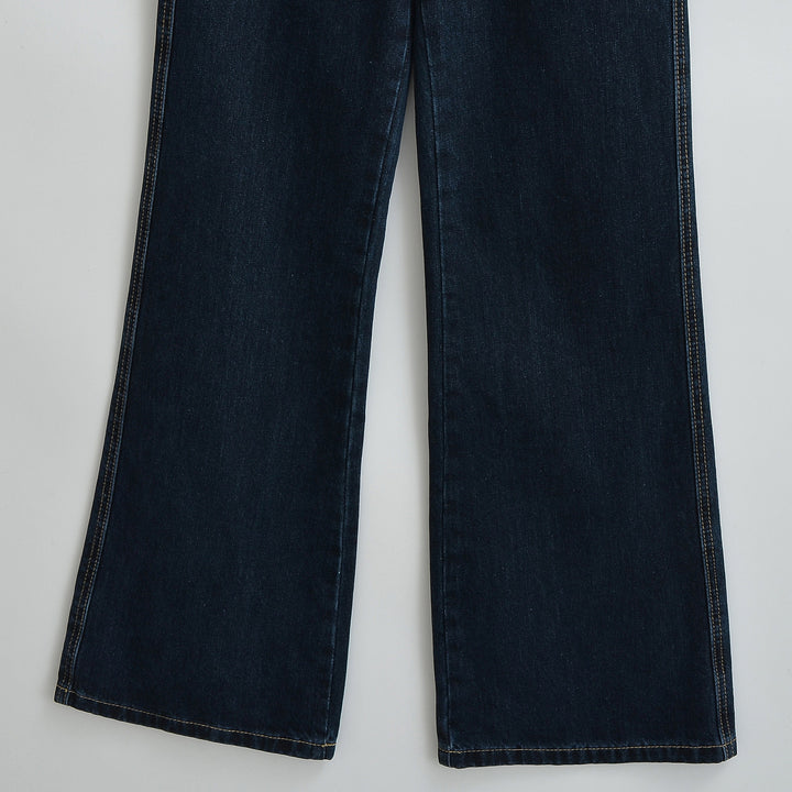 Dame bredskårede jeans med høj talje og klassisk design Stilla