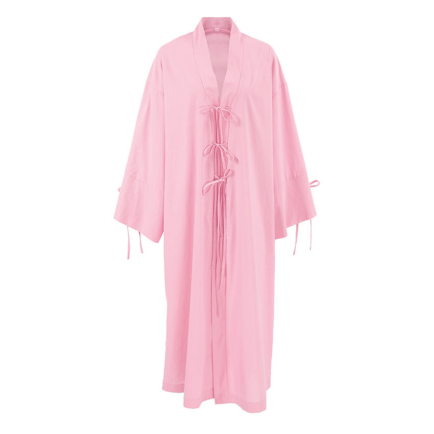 Dame Kimono-badekåbe med dekorative bindebånd Stilla
