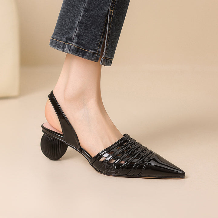 Femme Strappy Spidsesko Slingback med skulptureret hæl  Stilla